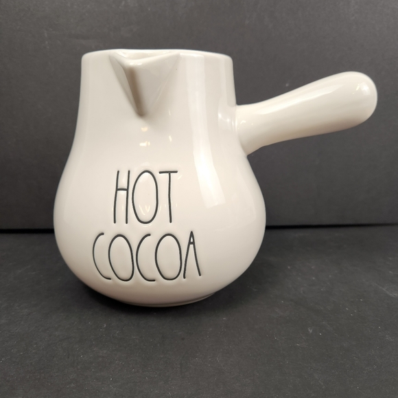 Rae Dunn HOT COCOA Pot LL Black Font White Ceramic Chocolate Bar RARE - Picture 1 of 10